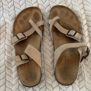 White Mountain Sandals 11M Brown Tan Suede Footbeds Straps Summer Hiking Walking
